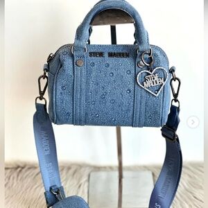 Steve Madden Blue Crossbody Bag with Textured Design
